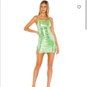 REVOLVE Adrianne Drawstring Dress METALLIC , SMALL